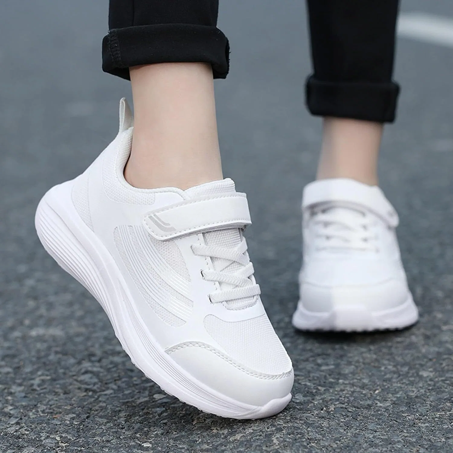 Детские кроссовки для девочек с сетчатым верхом, White — фото 4