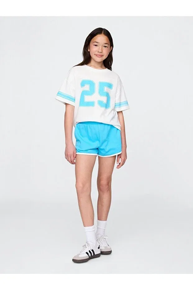 Детские шорты для девочек хлопковые с принтом Gap, Light Blue000
