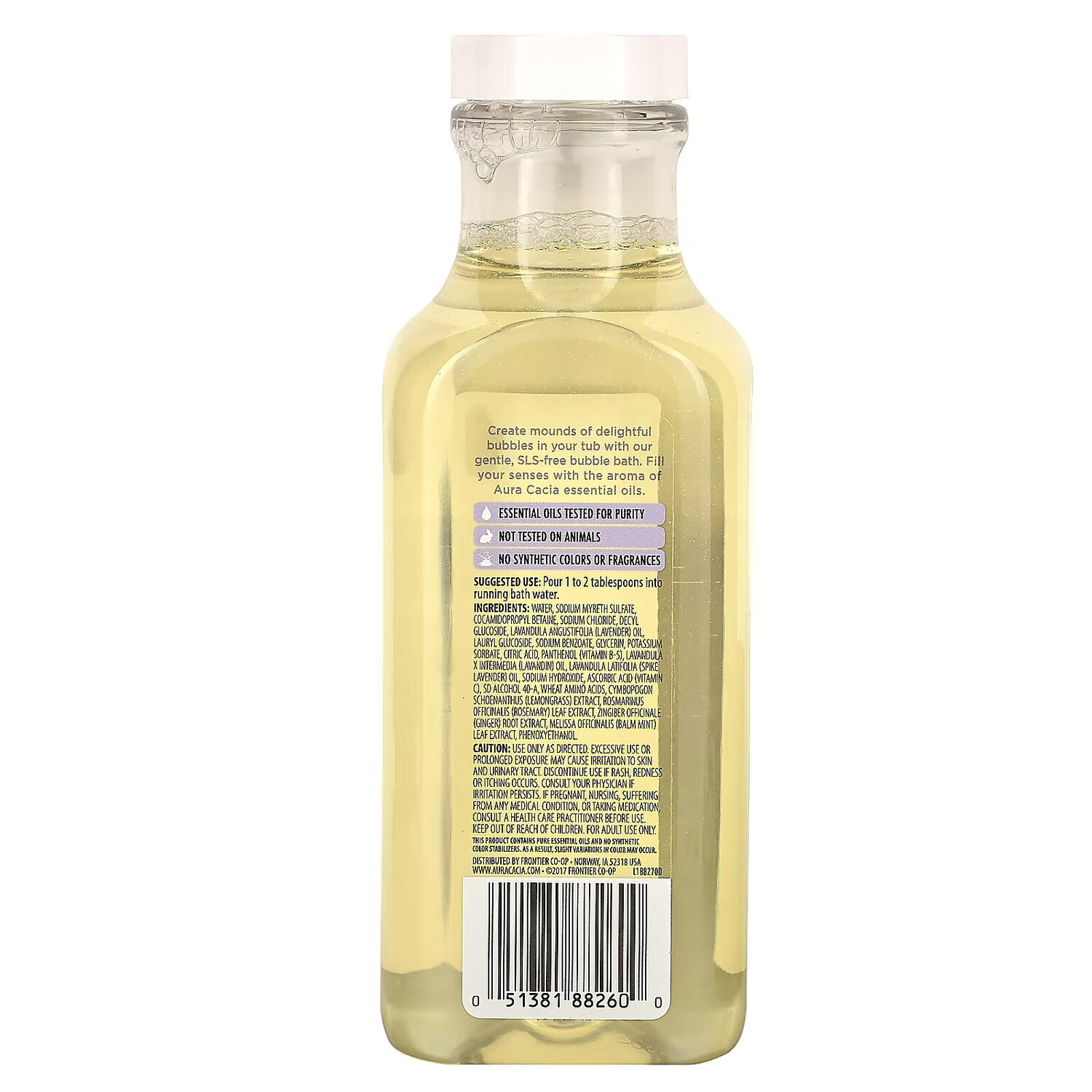 Aura Cacia, Ароматная пена для ванн, расслабляющая лаванда, 13 жидких унций (384 мл) — фото 3
