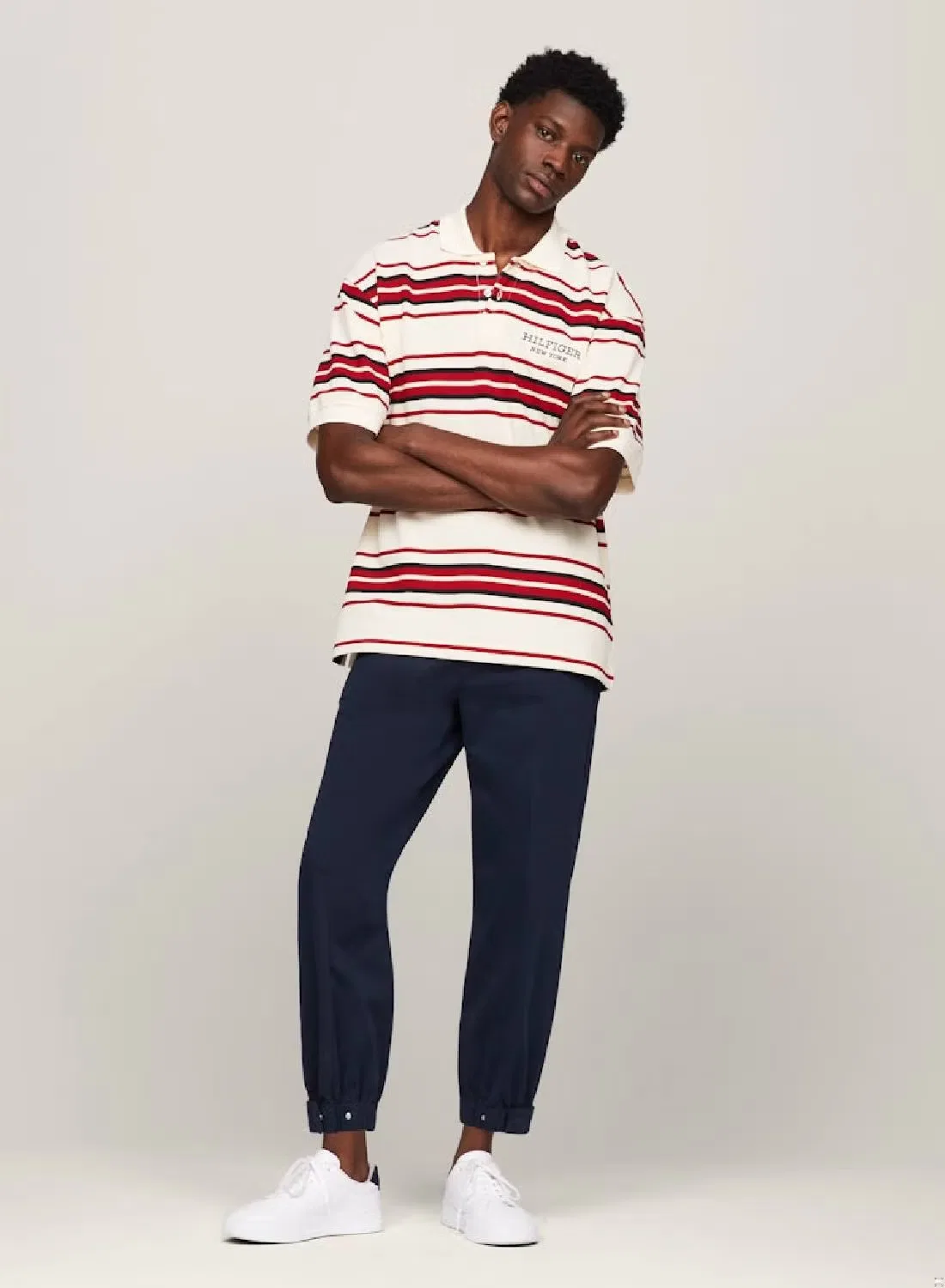 Поло с полосатым принтом Monotype stripe honeycomb Tommy Hilfiger, калико — фото 4