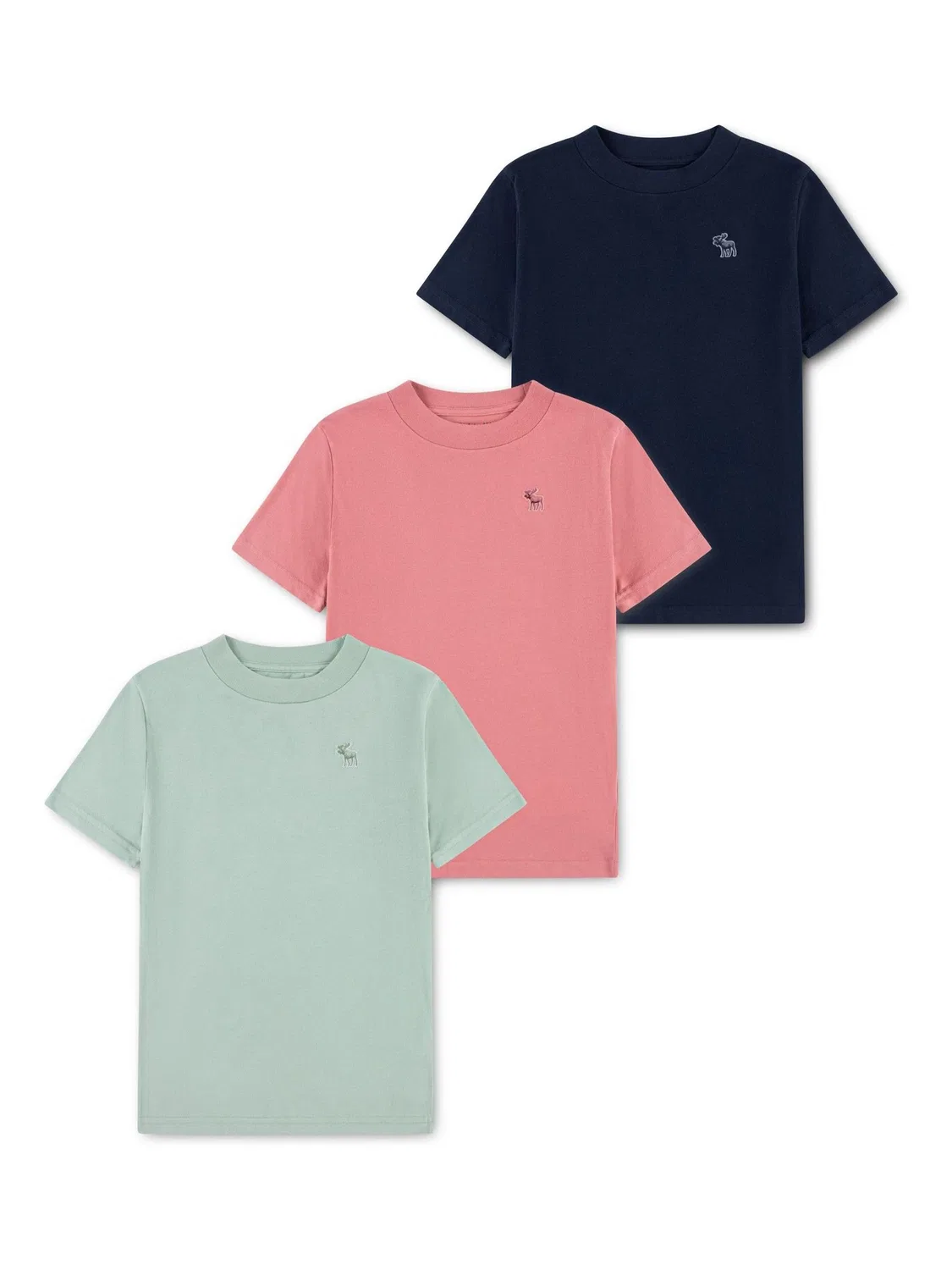 Футболки с коротким рукавом 3 шт Abercrombie & Fitch, зеленый/розовый/голубой