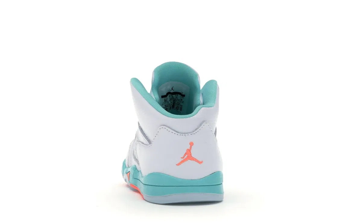 Детские кроссовки Lifestyle Jordan 5 Retro, White/Crimson Pulse Light Aqua Black — фото 4