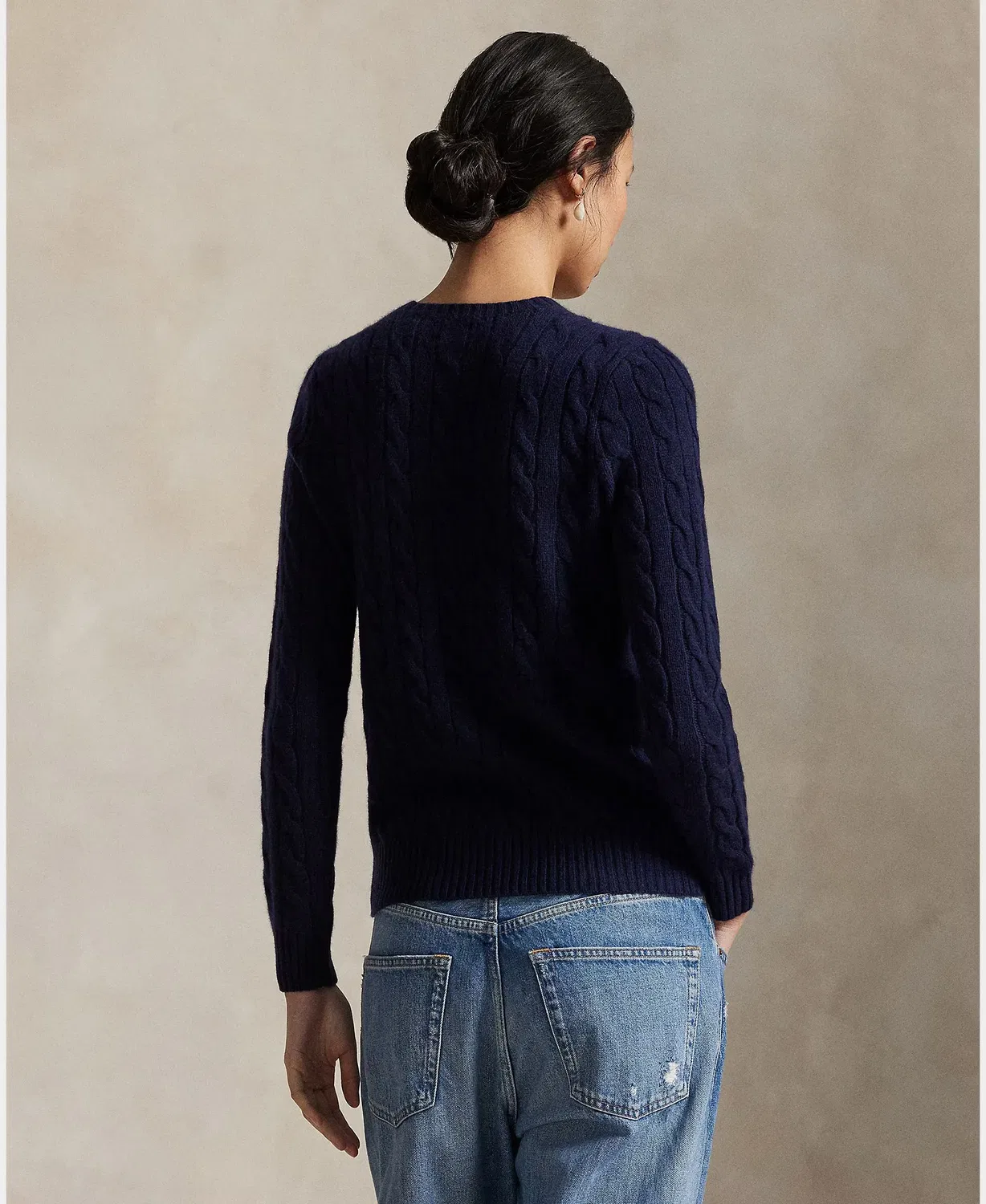 Женский джемпер из кашемира и шерсти с узором «коса» Polo Ralph Lauren, Azul Marino — фото 2