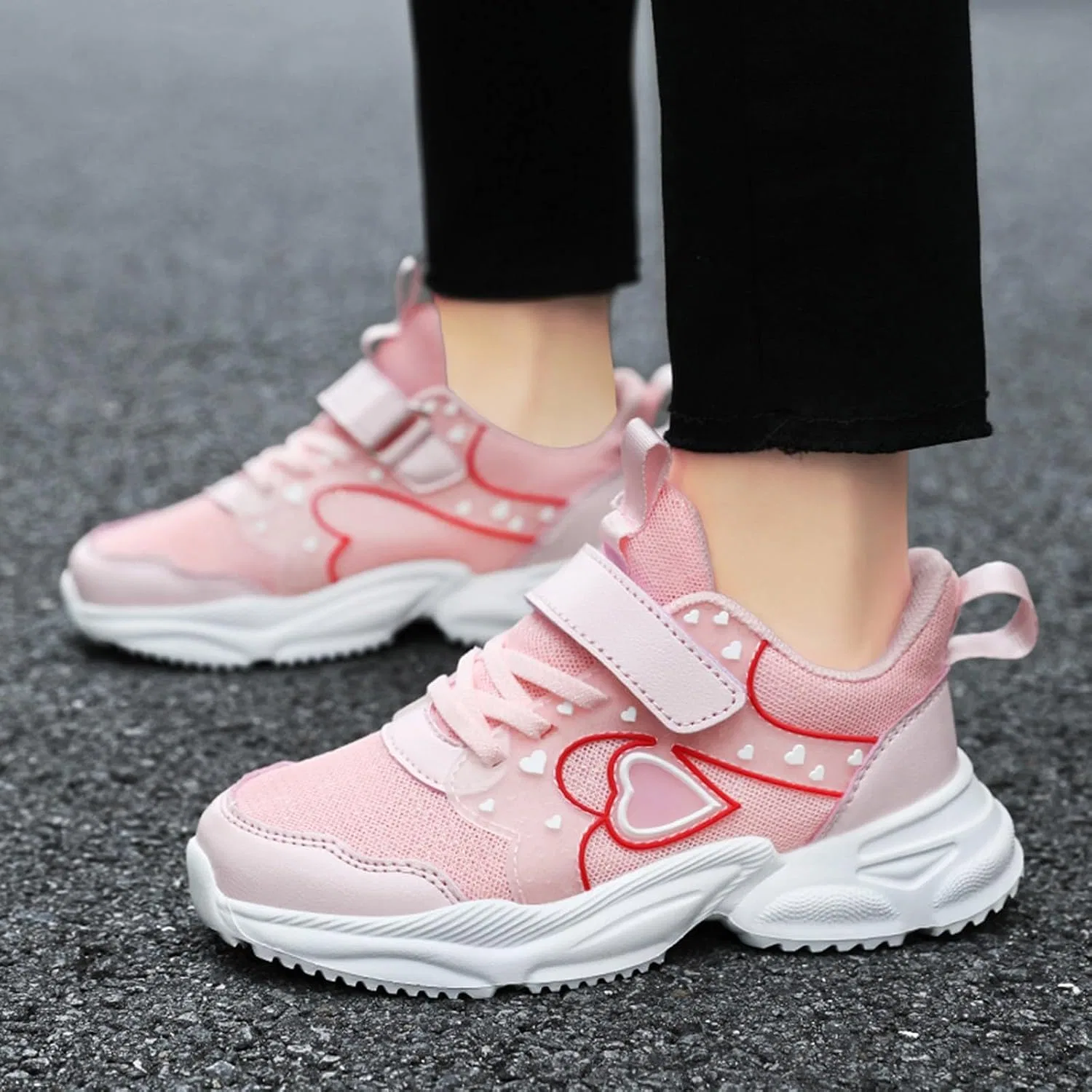 Детские кроссовки с принтом легкие дышащие для бега, Pink — фото 3