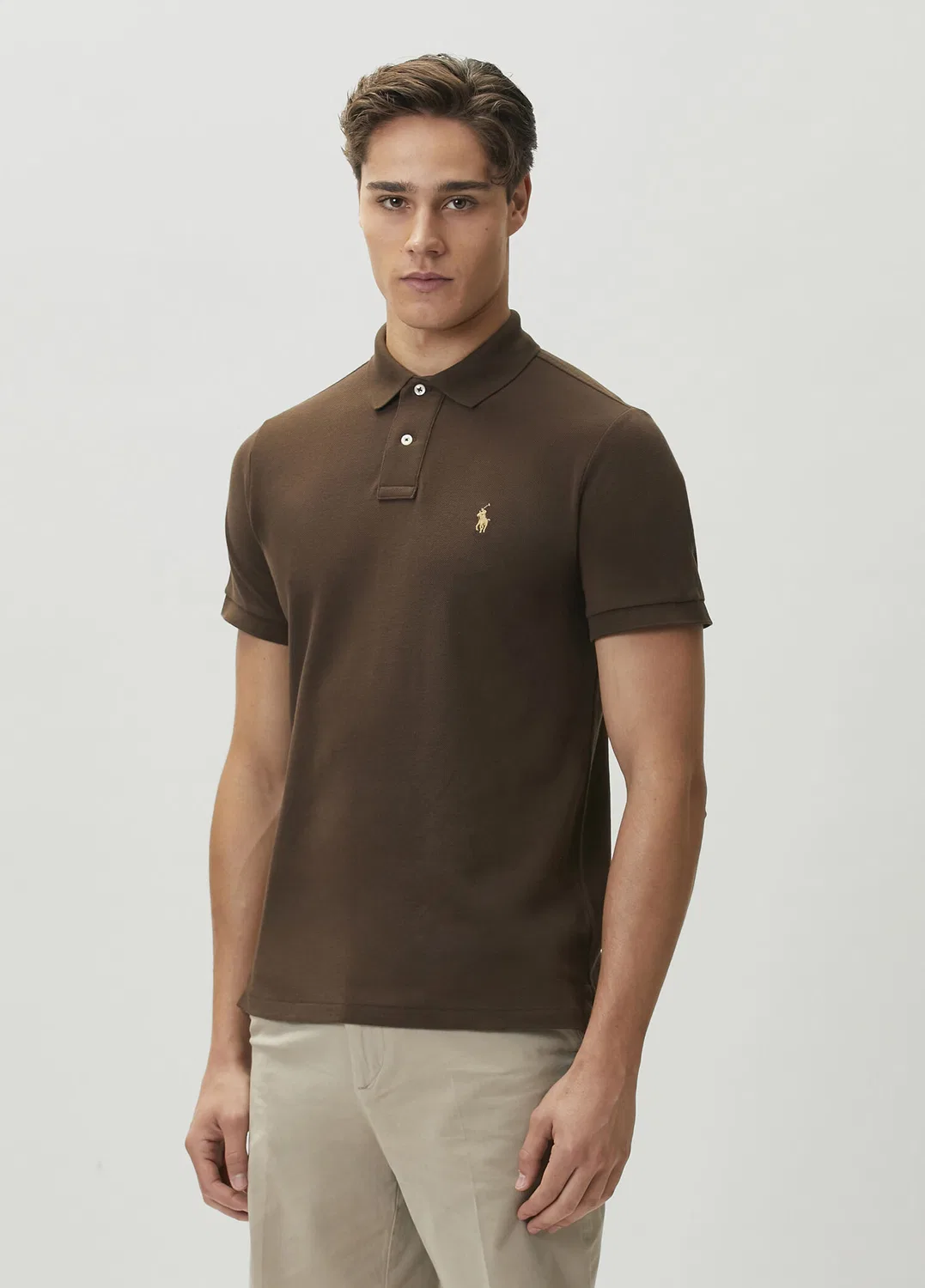 Поло Polo Ralph Lauren Slim Fit, коричневый — фото 3