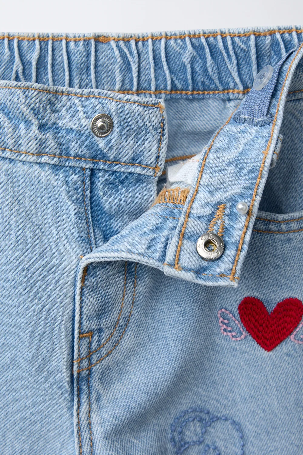 Вышитые широкие джинсы ZARA, Blue — фото 3