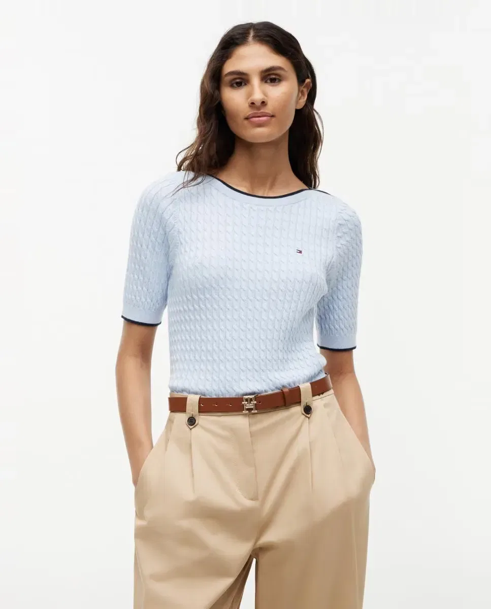 Женский джемпер с рукавом 3/4 и круглым вырезом Tommy Hilfiger, Azul Claro