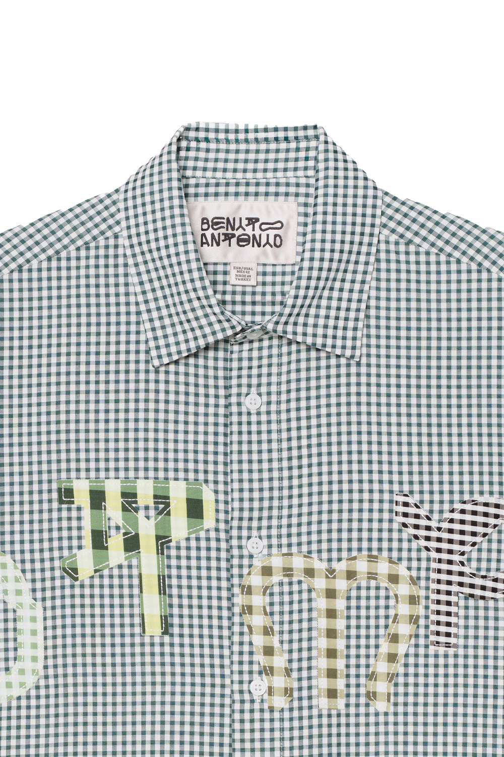 Рубашка Zara Benito Antonio Collection Check With Dtmf Patches, зеленый/белый — фото 4