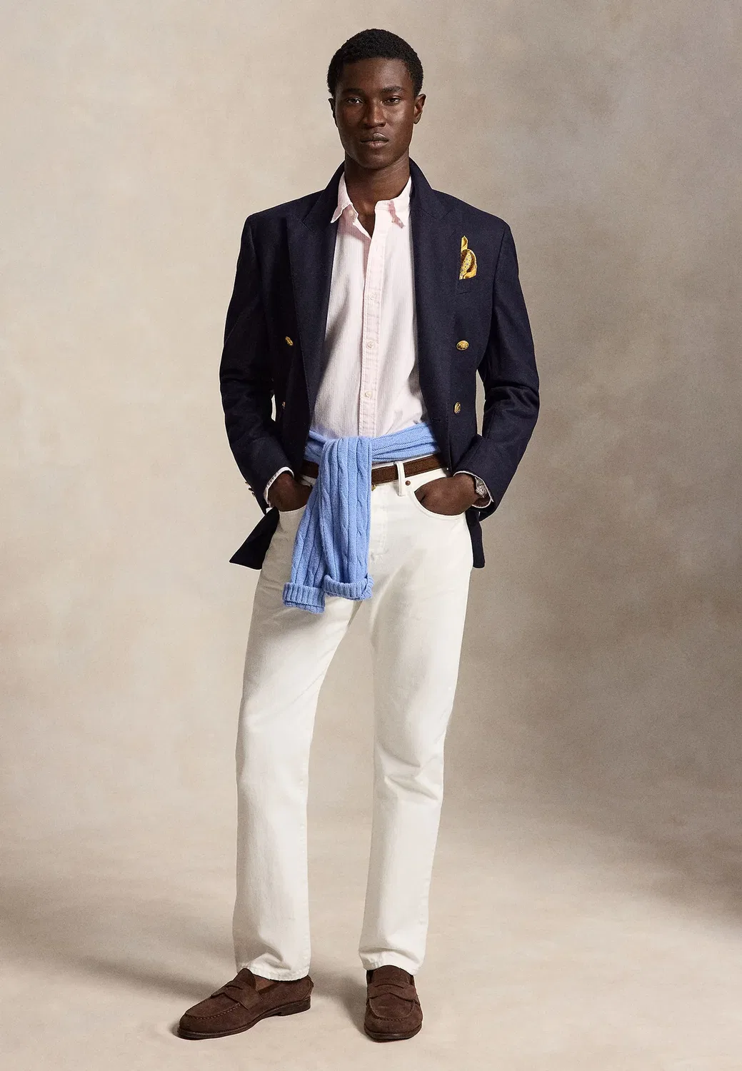 Приталенная полосатая рубашка-оксфорд - рубашка Polo Ralph Lauren, Carmel Pink/White — фото 2