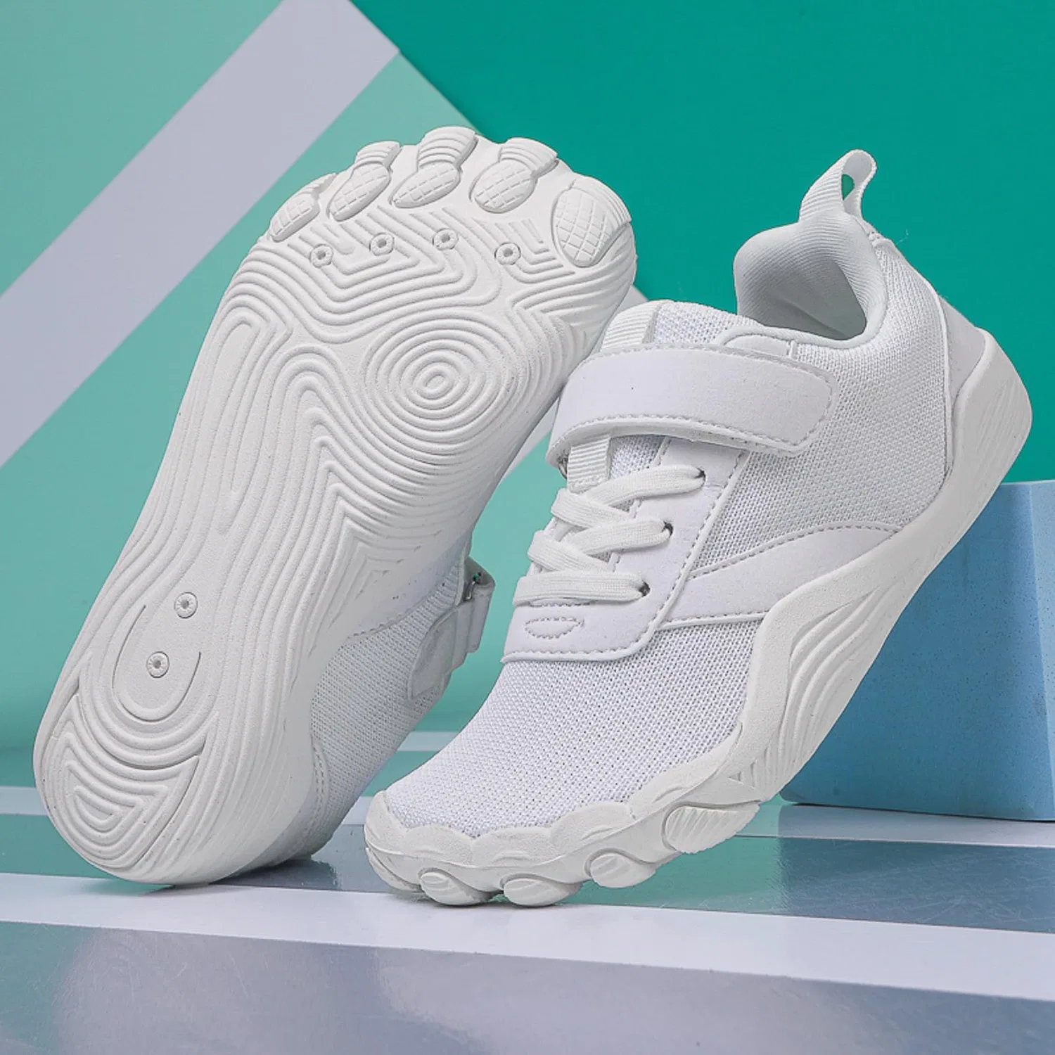 Детские кроссовки для девочек с принтом Barefoot Bambino Scarpe Scoglio RYTEJFES, Bianco — фото 4