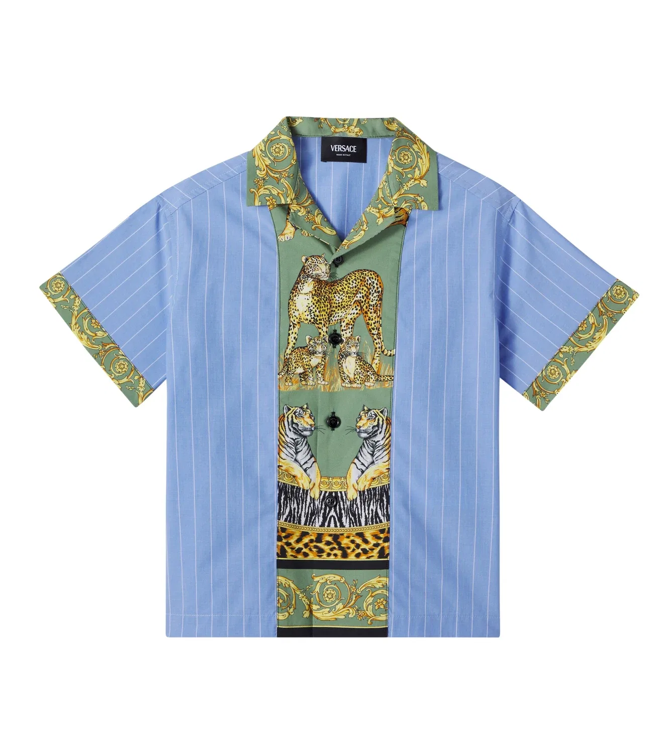 Рубашка с кубинским воротником Versace Kids, синий