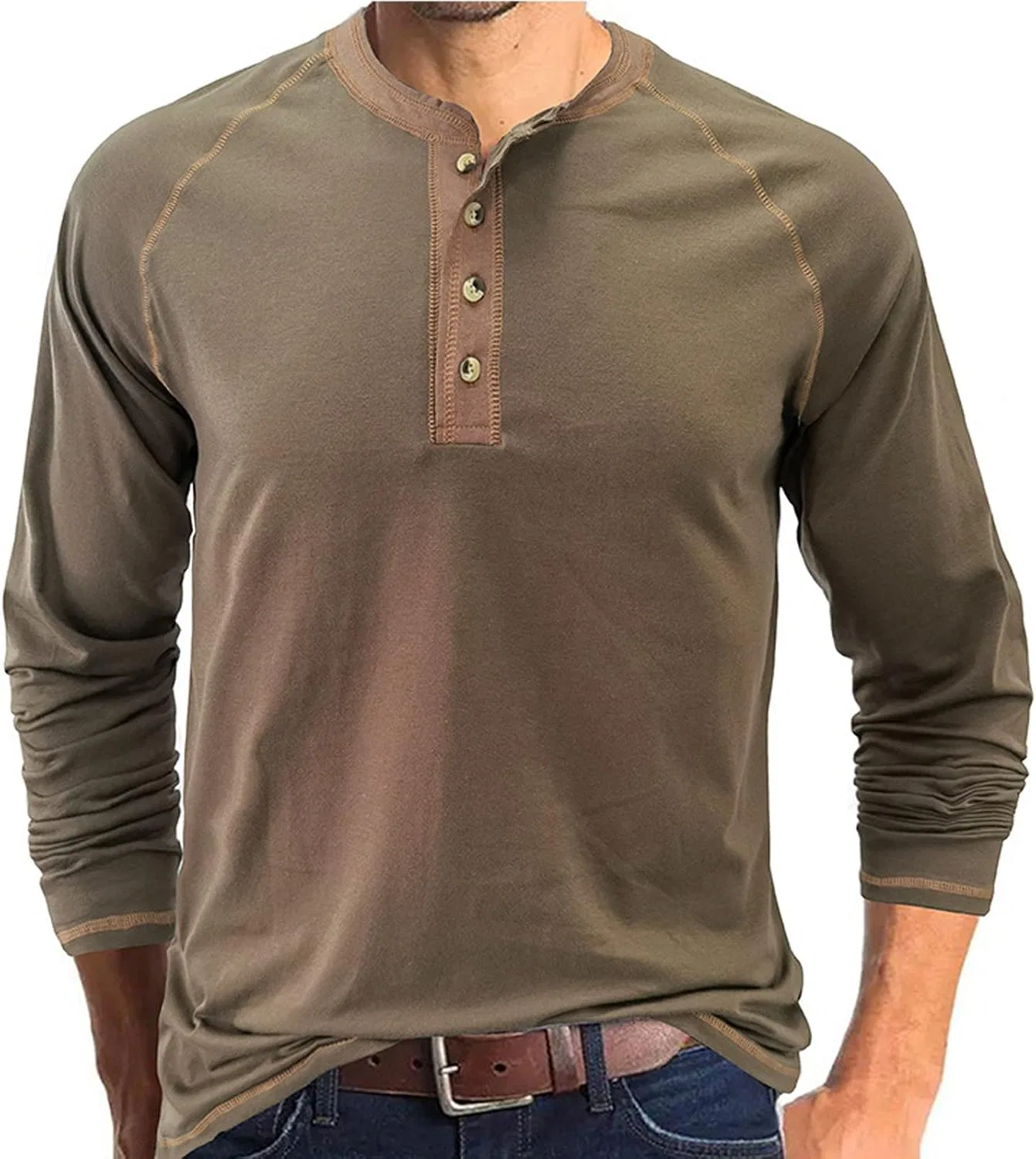 Мужская легкая толстовка slim fit с четвертью пуговиц, Green — фото 2