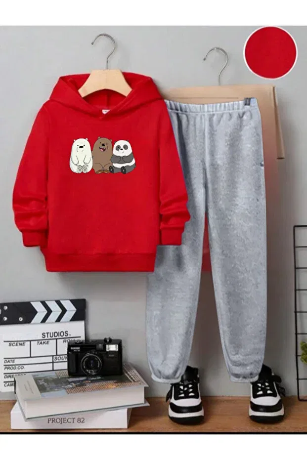 Детский комплект спортивного костюма для девочек с принтом Friends Doce Elegante, Redgray
