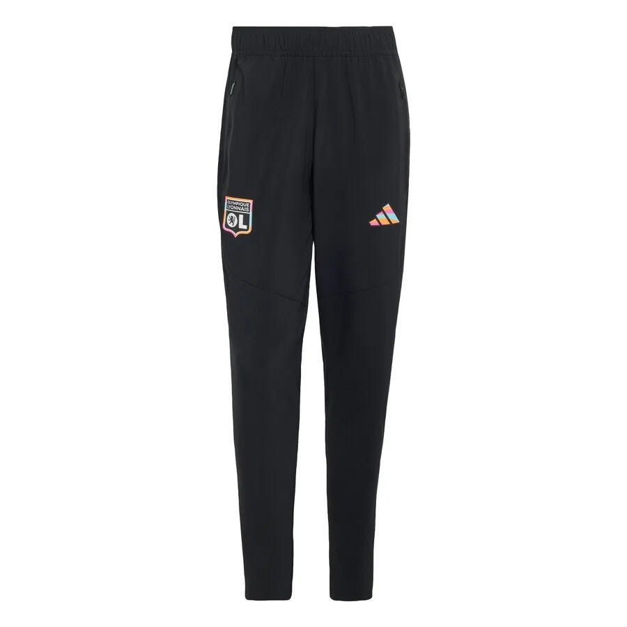 Спортивные брюки ADIDAS PERFORMANCE Regular Workout Pants 'Olympique Lyon Tiro' черного цвета