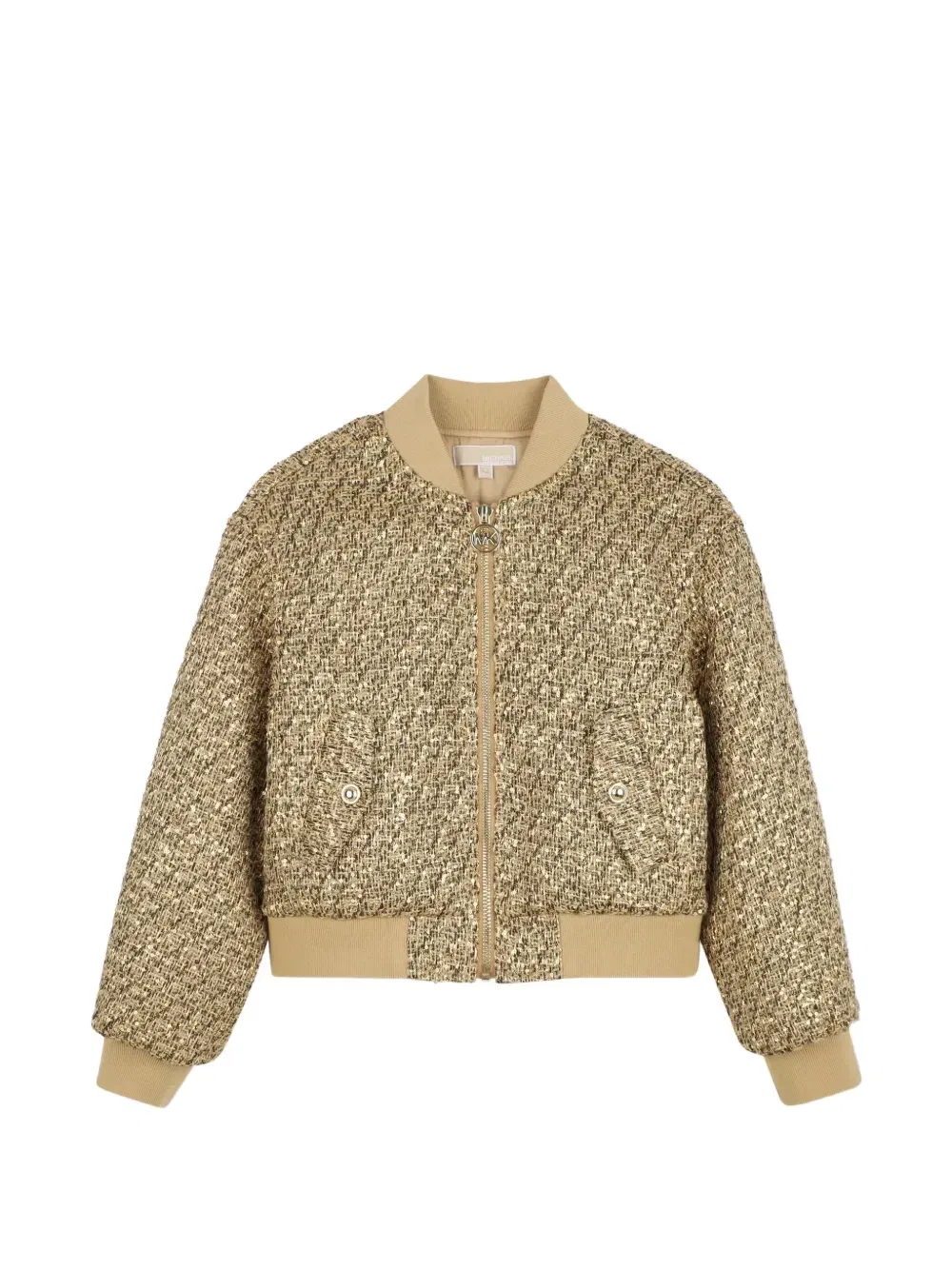 Твидовый бомбер Michael Kors Kids, бежевый