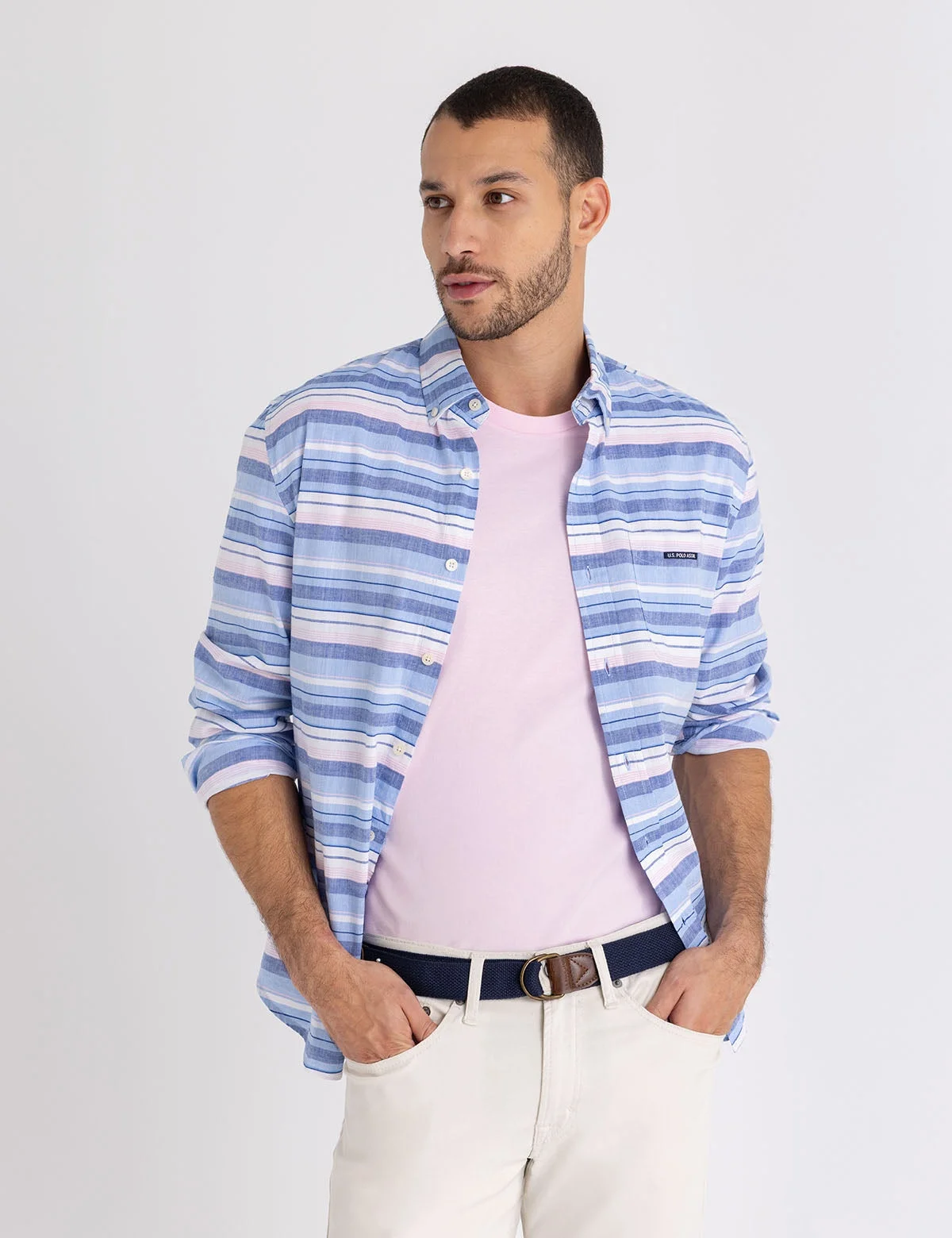 Футболка U.S. Polo Assn Solid Crew Neck, светло-розовый — фото 2