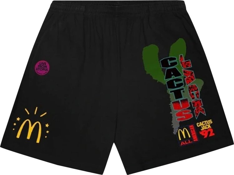 

Шорты Cactus Jack by Travis Scott x McDonald's All American '92 Shorts II 'Black', черный