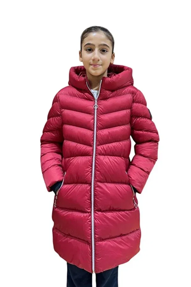 Детский зимнее пуховик для девочек с капюшоном Benitto Kids, Red