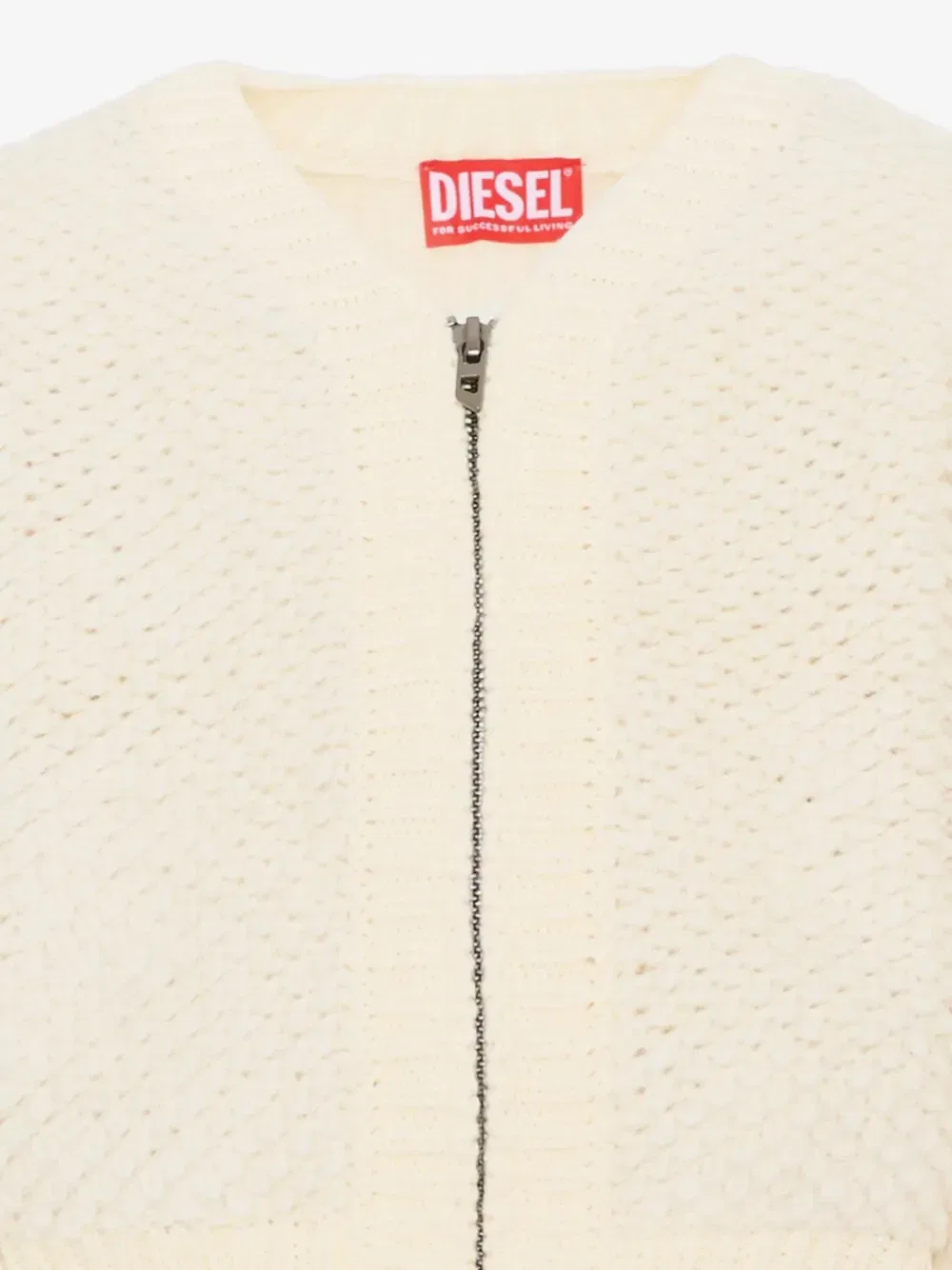 Текстурный кардиган на молнии Diesel Kids, белый — фото 3