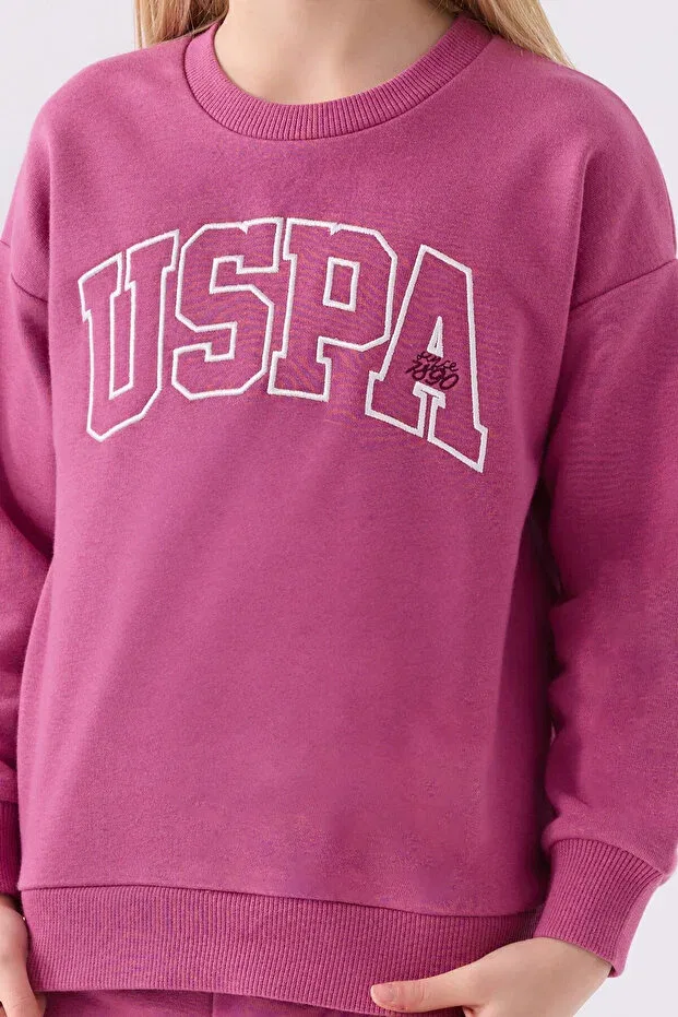Детский комплект спортивного костюма для девочек с принтом U.S. Polo Assn., Purple — фото 4