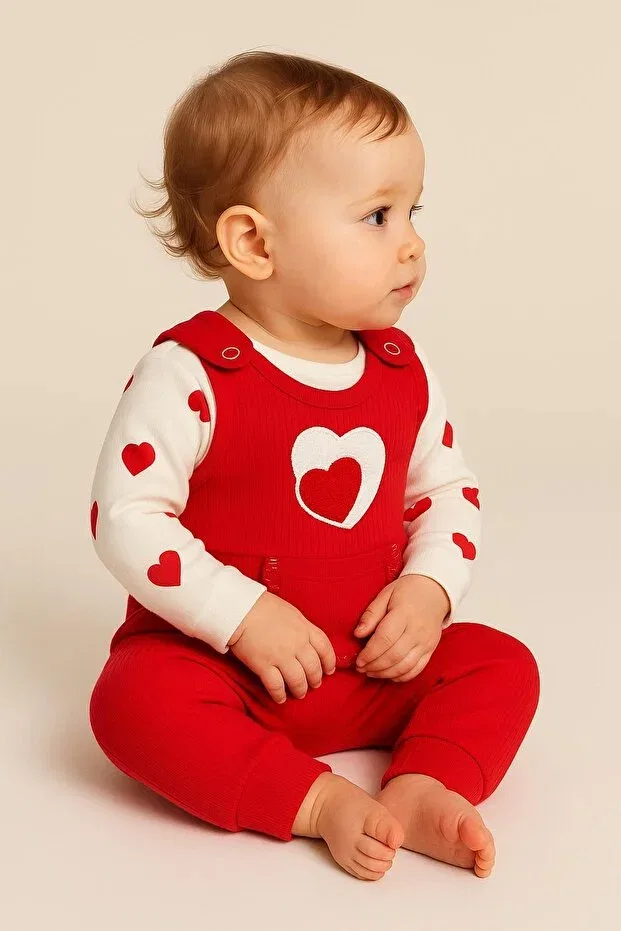 Детский комбинезон для девочек с длинным рукавом Dinamik Çocuk, Red Heart — фото 2
