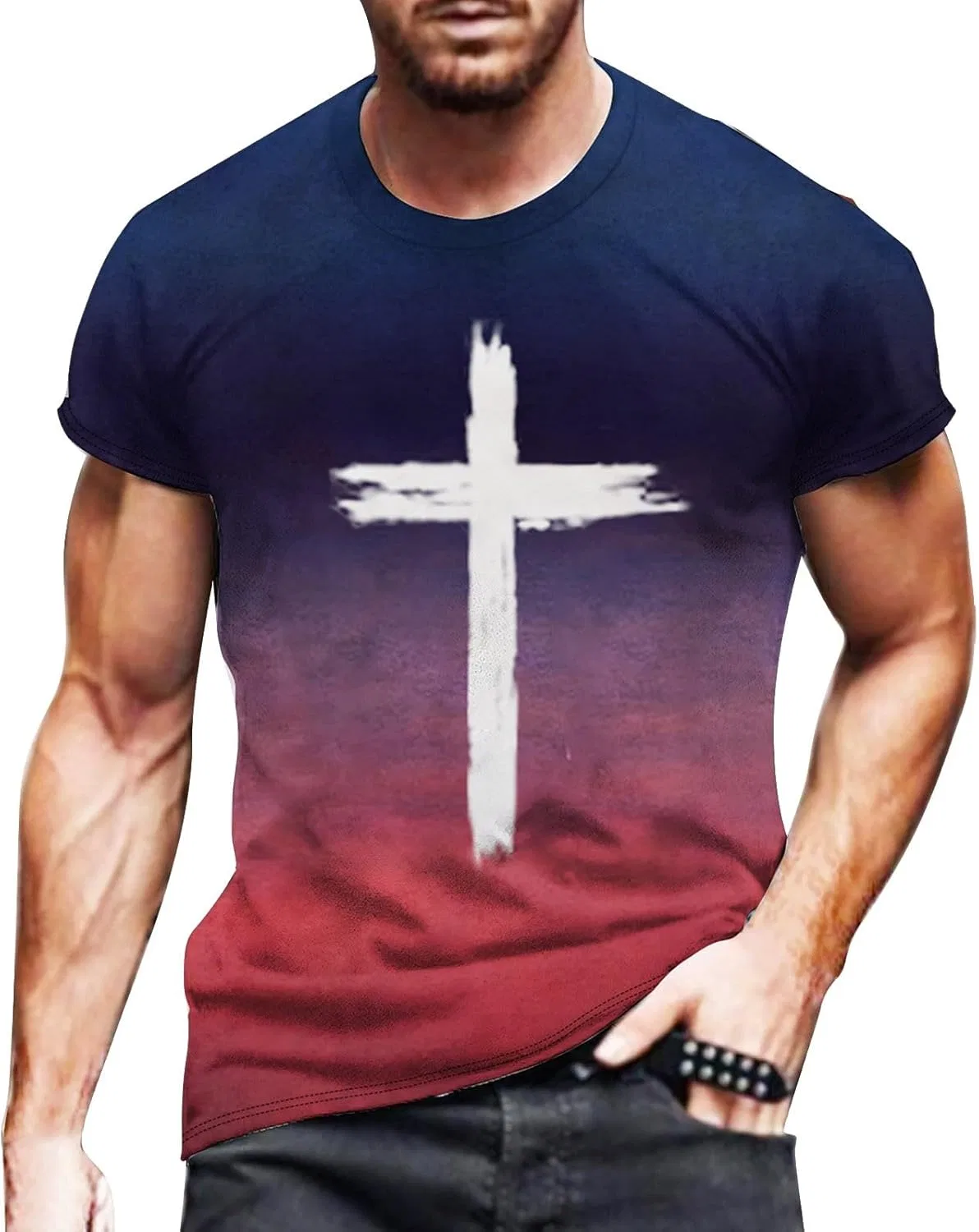 Мужская футболка с крестом Christian, Dark Blue