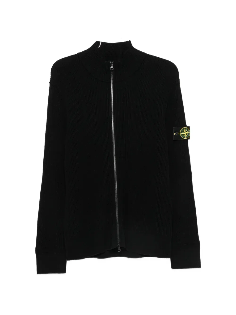Свитер крупной вязки с логотипом Stone Island, черный