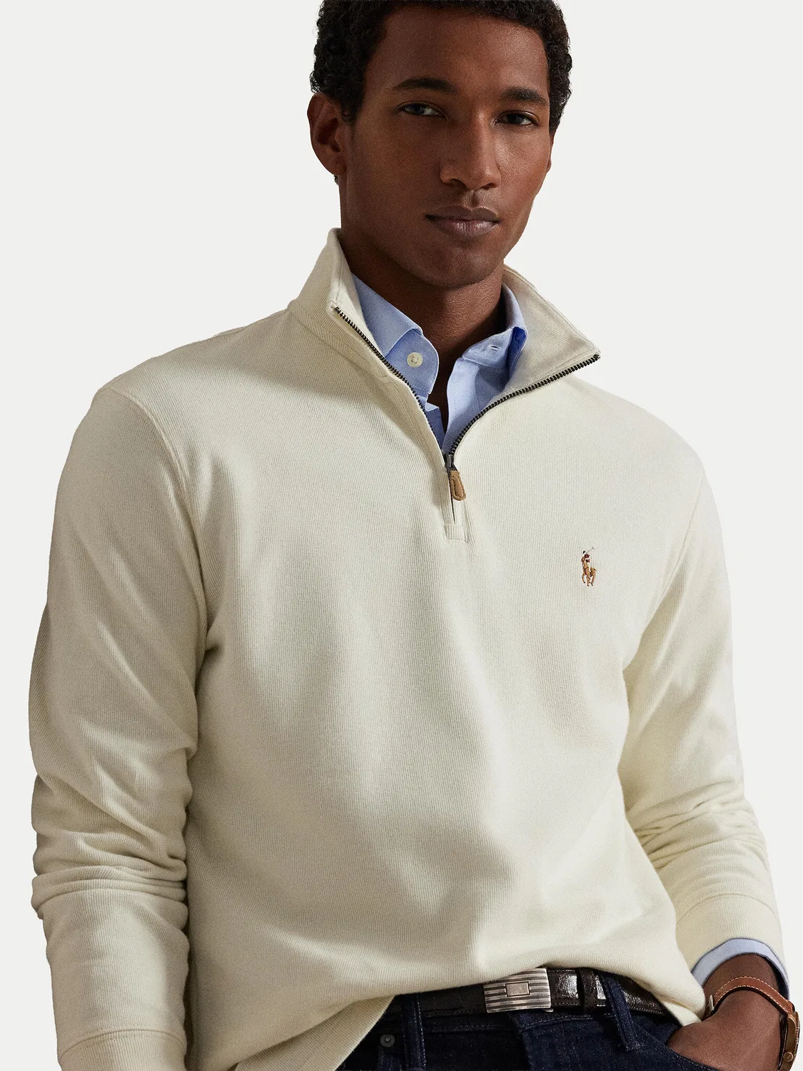 Мужской пуловер цвета экрю стандартного кроя Polo Ralph Lauren, кремовый — фото 4