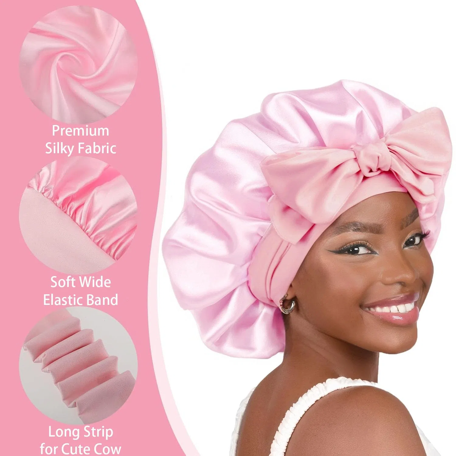 Шапочка для душа Satin Cap из полиэстера, Tinkber, розовый — фото 3