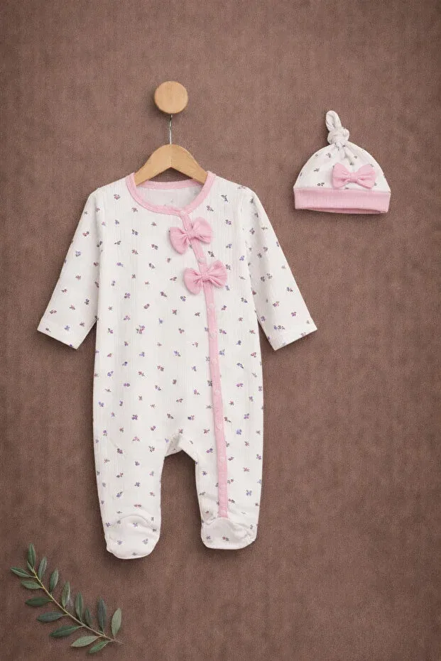 Детский комбинезон для девочек с принтом Besmino, Pink-Floral — фото 3
