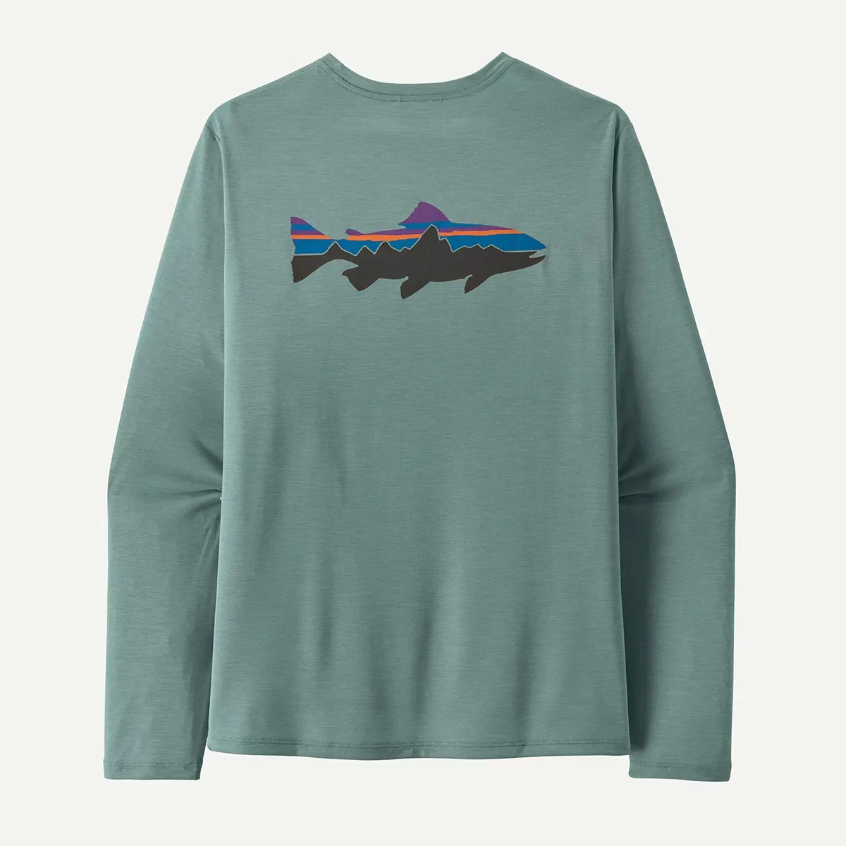 Мужская футболка с длинным рукавом с принтом Capilene Cool Daily Fitz Roy Long-Sleeve Shirt Patagonia, Blue Sage/Light Blue Sage X-Dye — фото 4