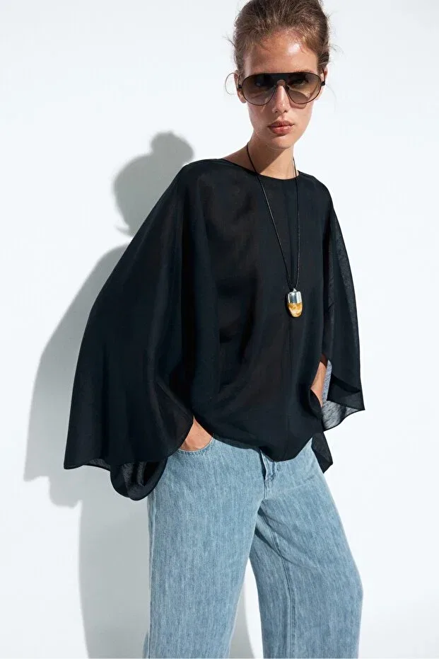 Женская рубашка с геометрическим принтом Massimo Dutti, Dark Blue — фото 2