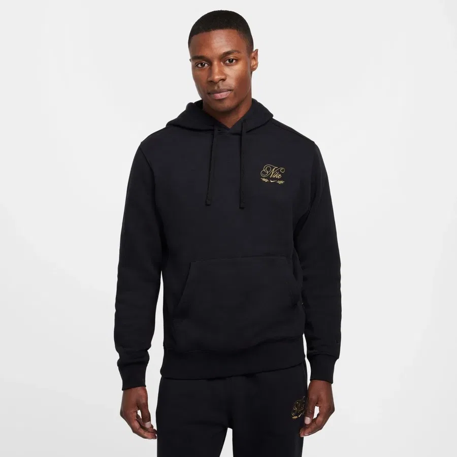 Свитшот мужской с капюшоном Nike Club Brushed Hoodie, Черный — фото 2