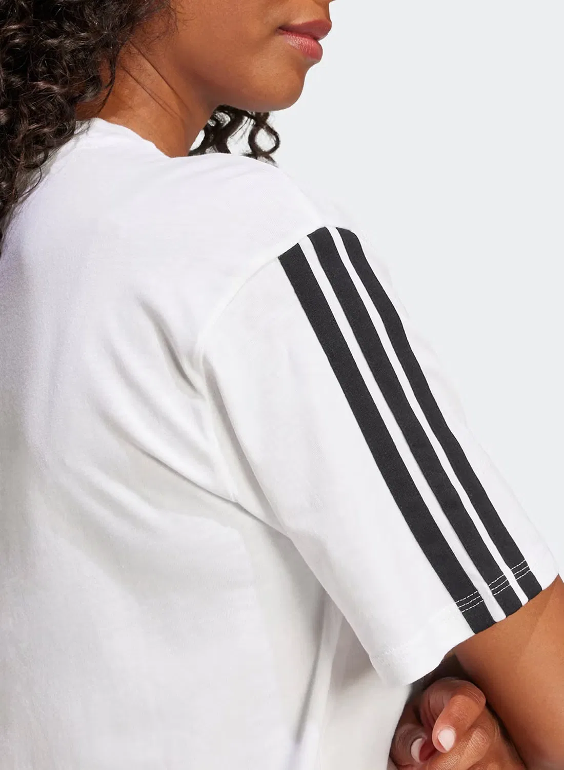 Футболка свободного кроя с принтом 3-Stripes boyfriend Adidas, белый — фото 4