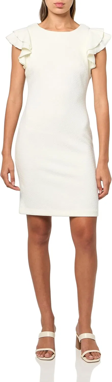 Женское платье-футляр с асимметричным вырезом Tommy Hilfiger, Ivory/White