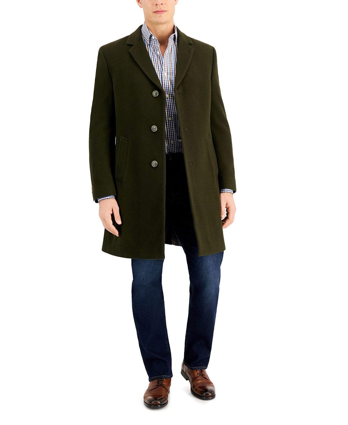 

Мужское однотонное пальто barge classic fit из смеси шерсти и кашемира Nautica