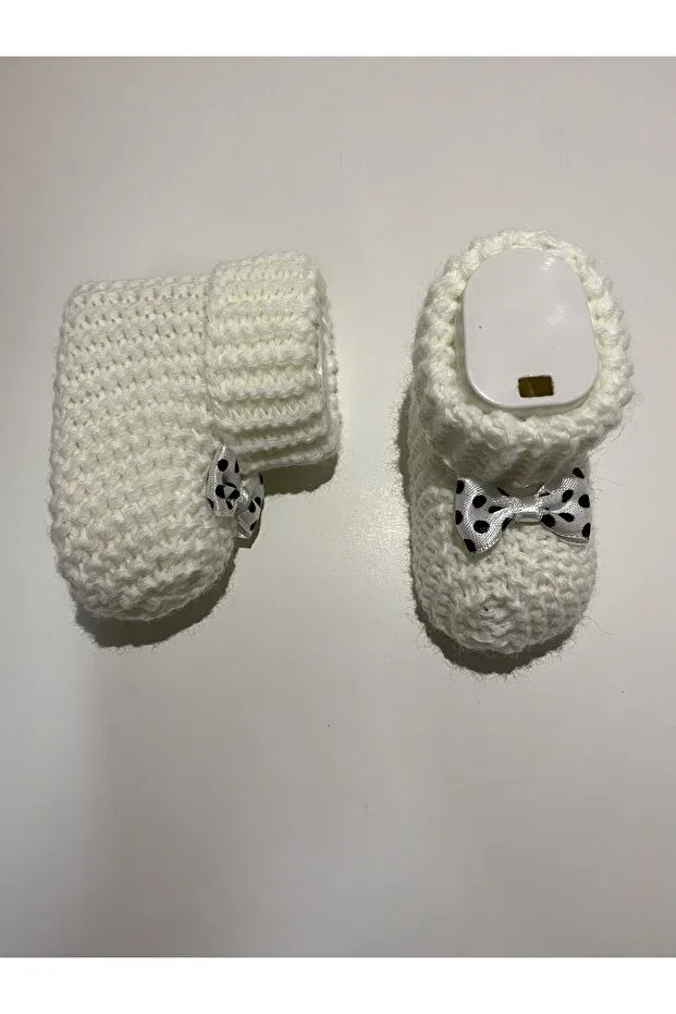 Детские пинетки для новорожденных вязаные Sırma Baby, White
