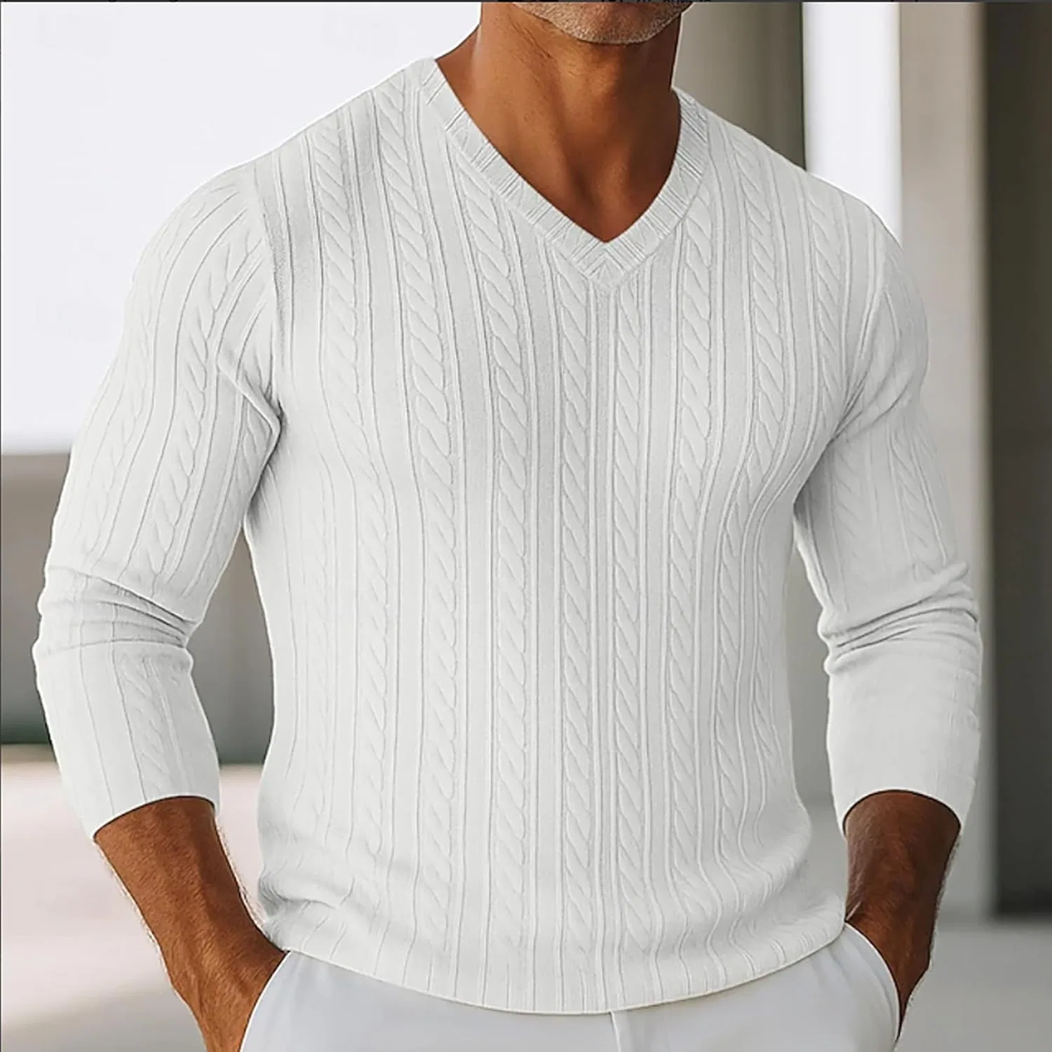 Мужская футболка с джаккардовой текстурой для бега, White — фото 2
