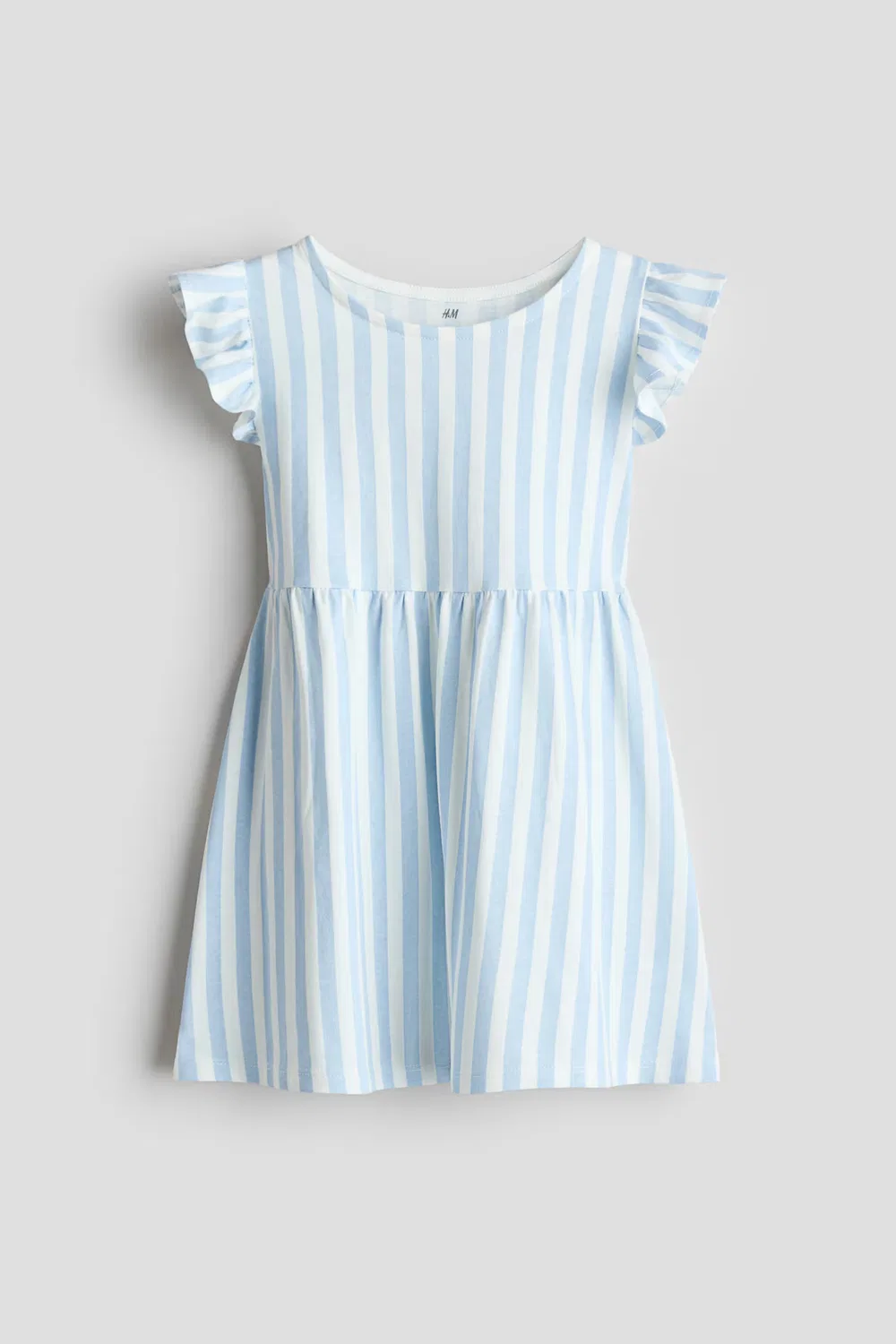 Платье из хлопка с принтом H&M, Hellblau/Gestreift