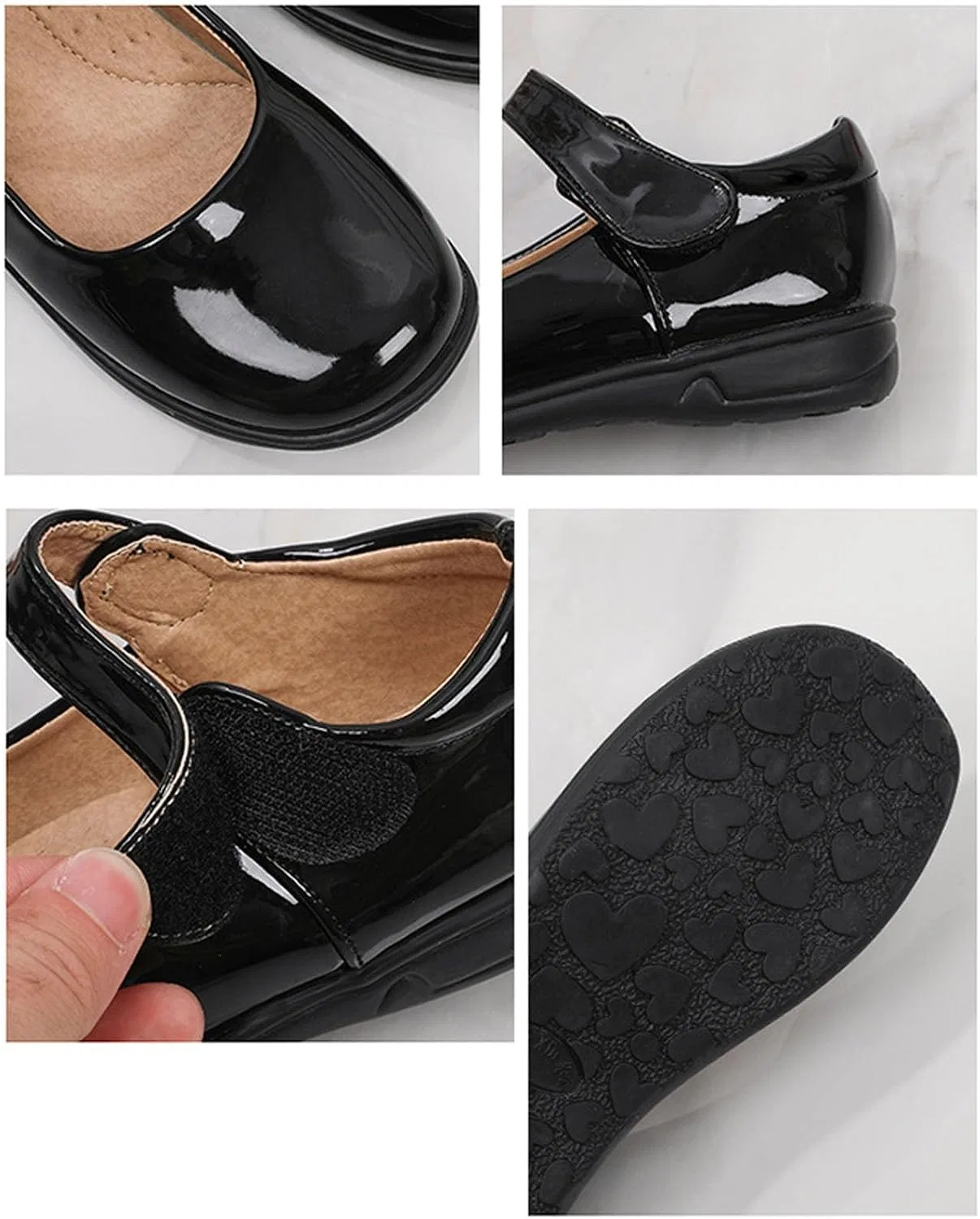 Детские балетки для девочек с блестками Mary Jane Flat, Black — фото 2