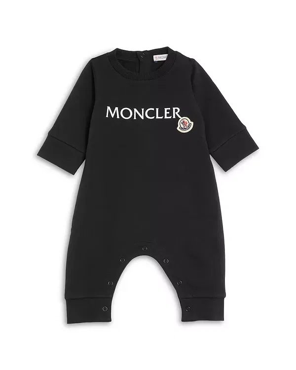 Детский комбинезон с длинным рукавом Unisex Logo Romper Moncler, темно-синий