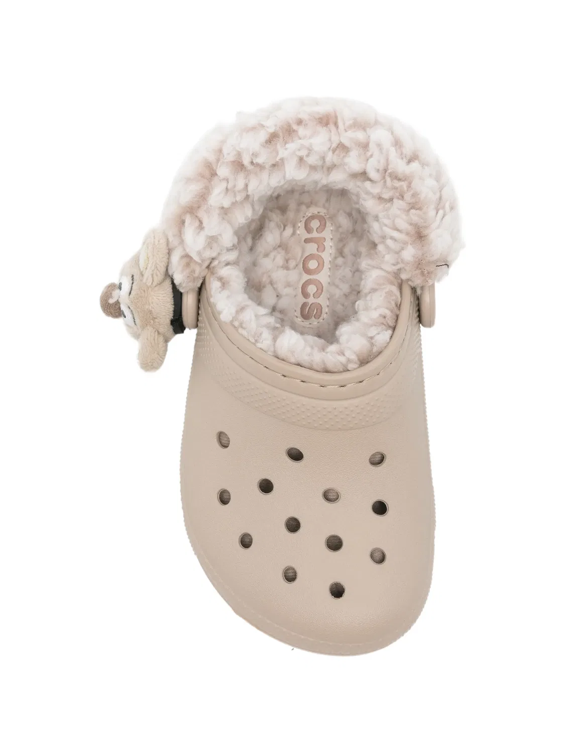 Сабо с меховой подкладкой и мишкой Crocs, нейтральные — фото 2