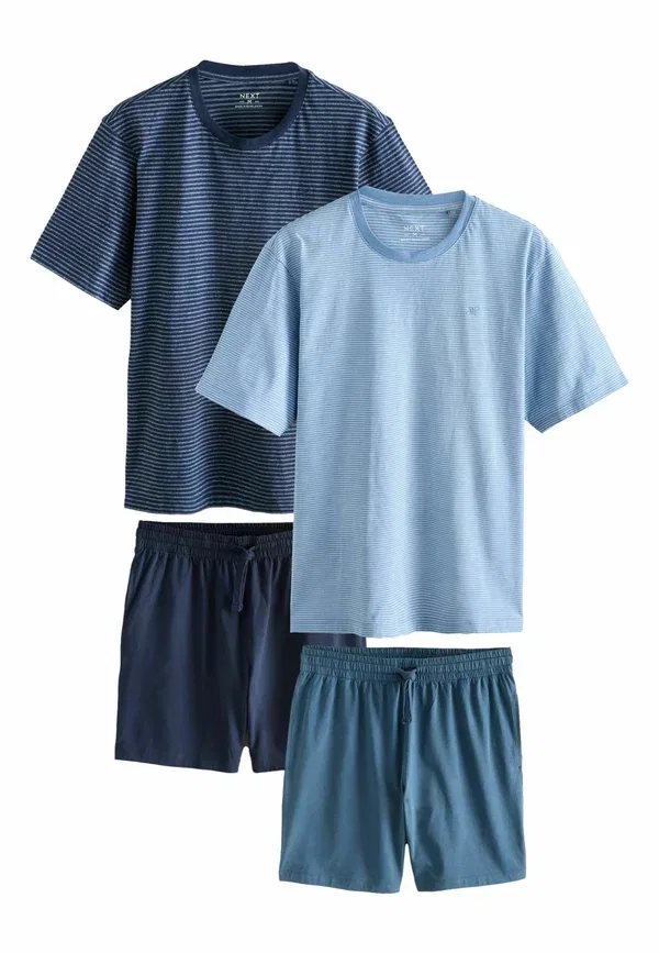 Пижамный комплект из 2 предметов хлопковый Regular Fit Stripe Short Sleeve Set 2 Pack Next, Indigo Blue, синий