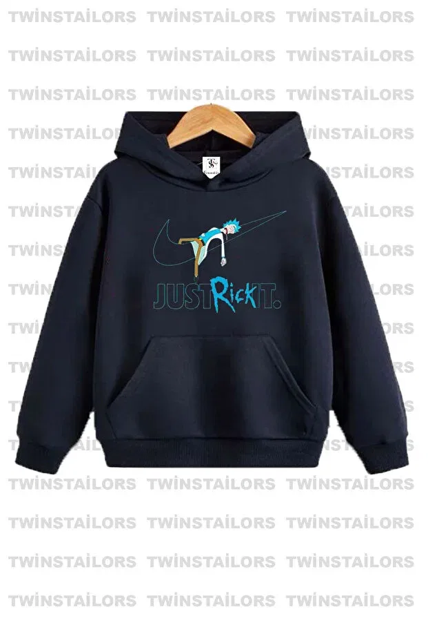Детское худи с принтом Rick and Morty Twins Tailors, Navy Blue