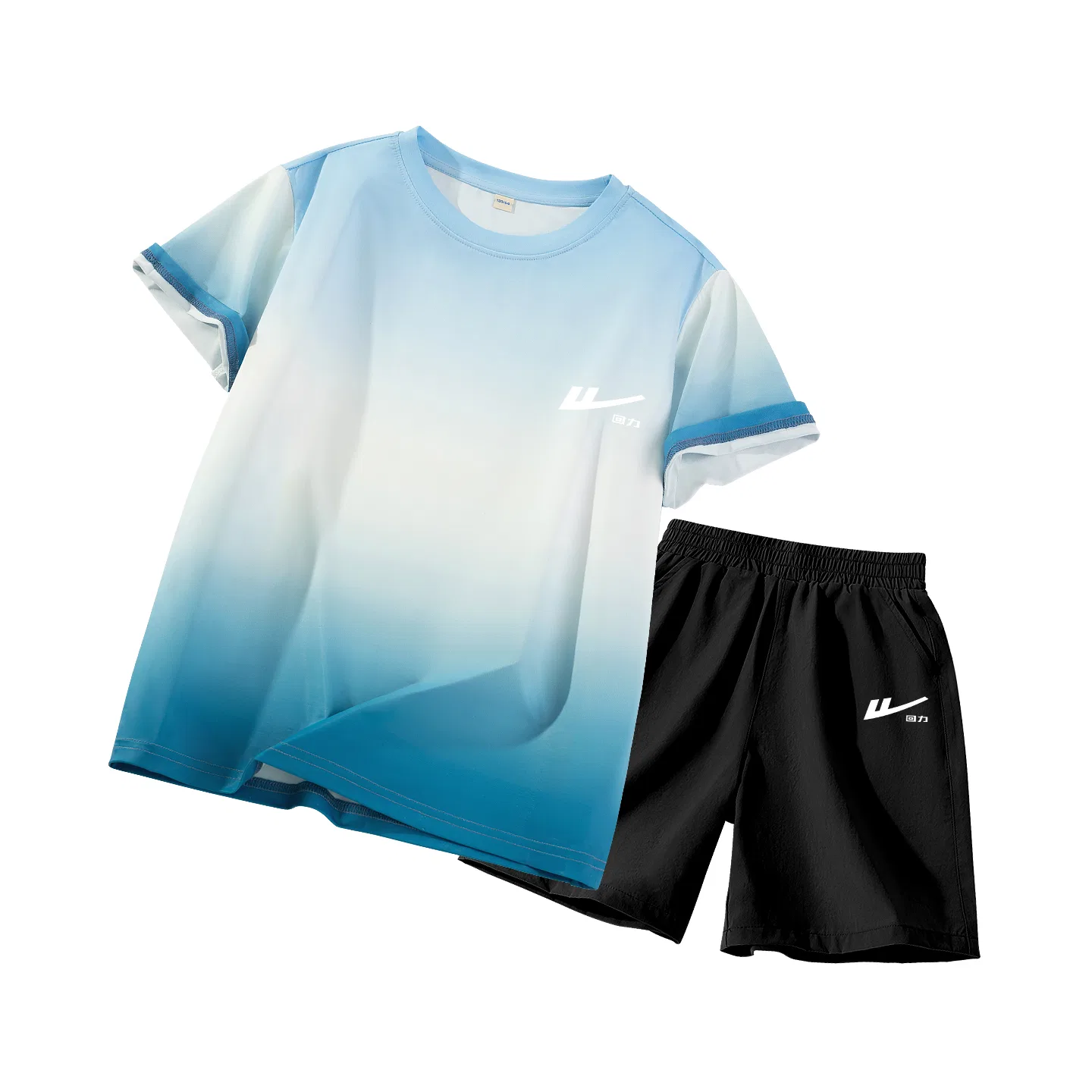 Детский спортивный комплект без растяжения с круглым вырезом Blue White Hoki Little K Black White Hoki Little K WARRIOR