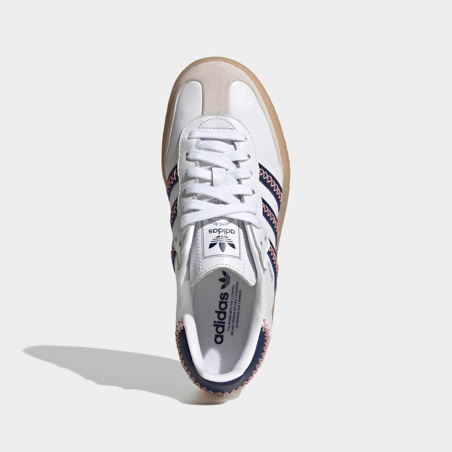 Детские кроссовки с тремя полосками Adidas Originals, Cloud White/Dark Blue/Glory Pink — фото 4