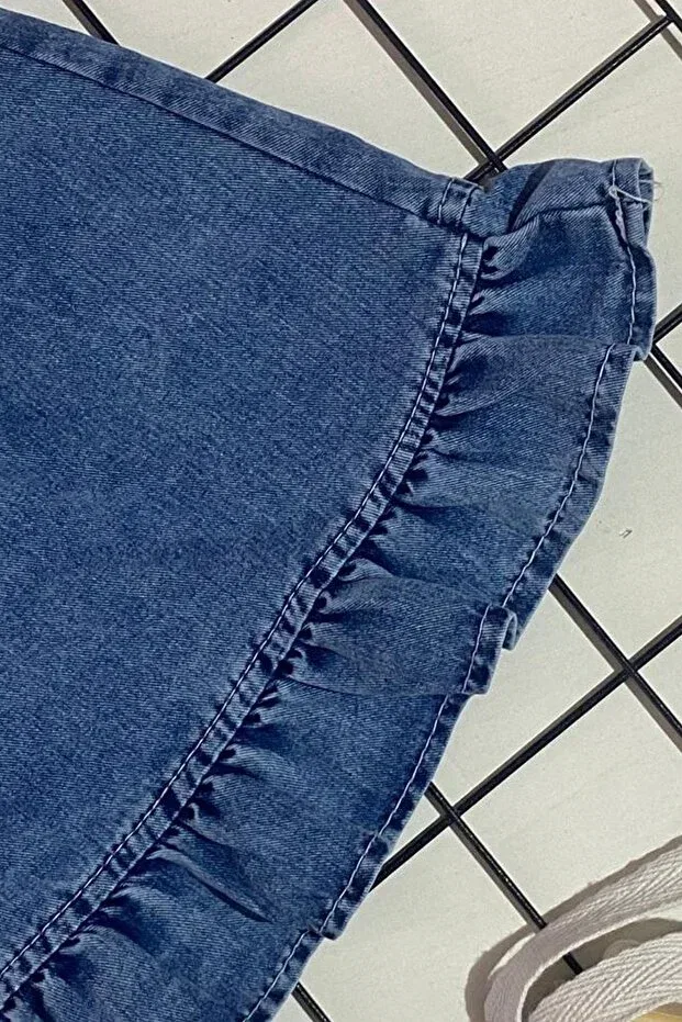 Детское джинсовое платье для девочек с игрушкой Bebeciburada, Navy Blue — фото 4