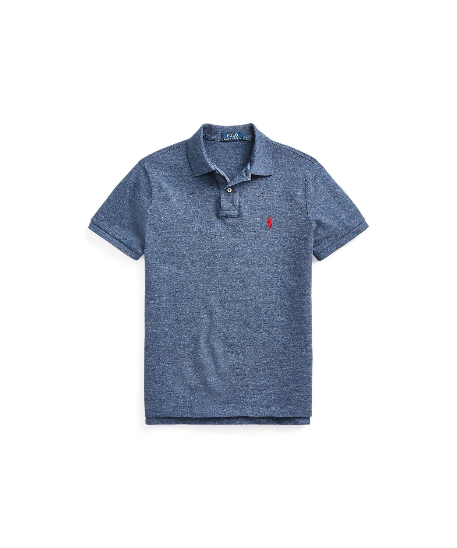 Поло-рубашка из сетчатой ткани приталенного кроя, сшитая. Polo Ralph Lauren, 400 Blue — фото 2