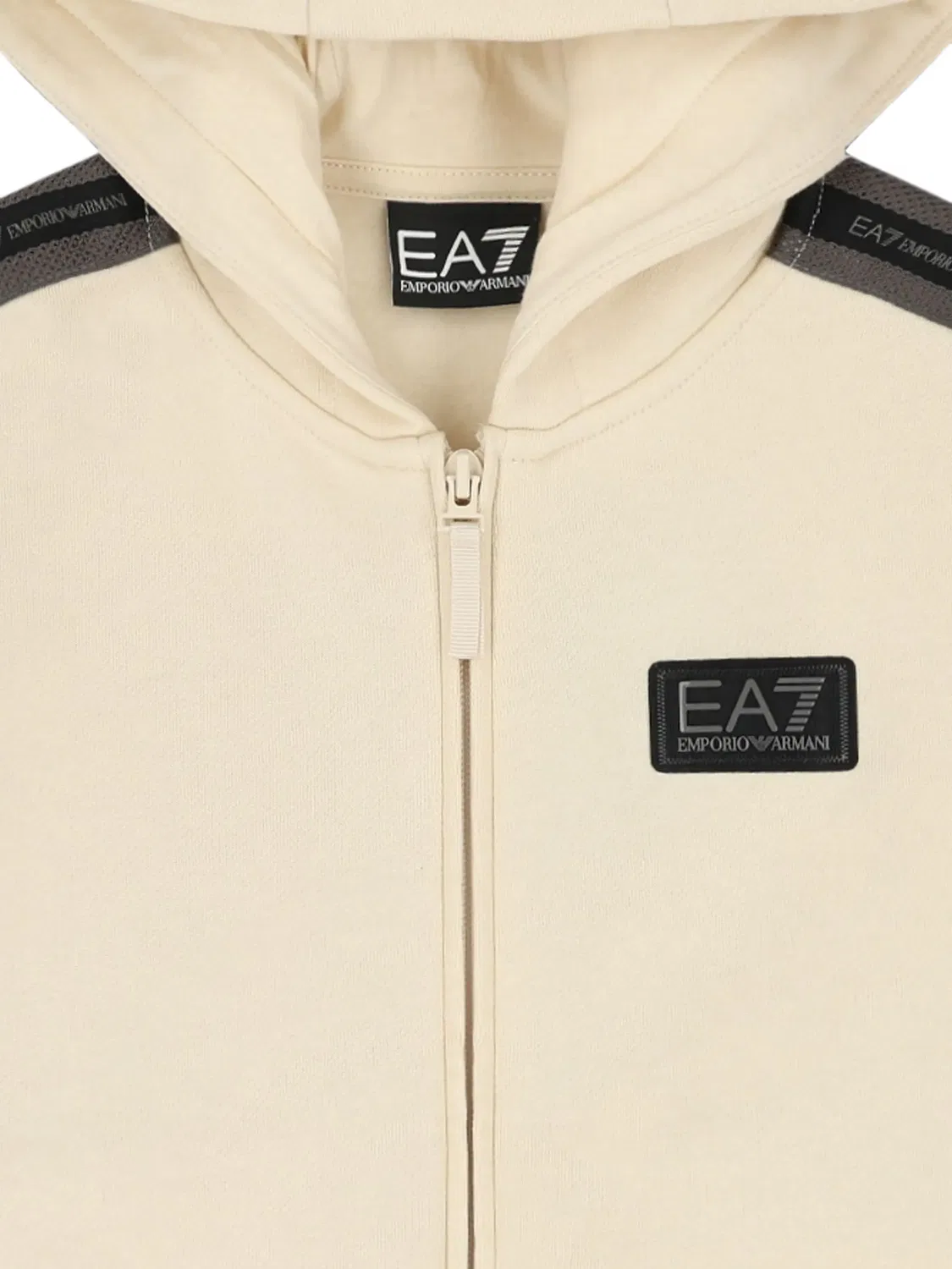 Худи с нашивкой-логотипом Ea7 Emporio Armani, нейтральные цвета — фото 4