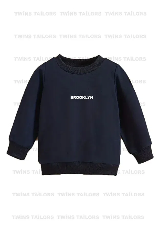 Детское для девочек свитшот с принтом Brooklyn Twins Tailors, Navy Blue-Grey-Black — фото 2